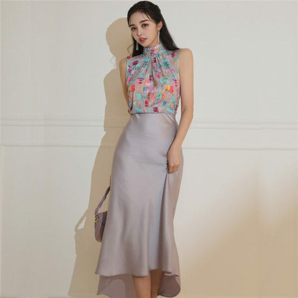 Pretty Lady Flowers Camisole with Fishtail Long Skirt 4