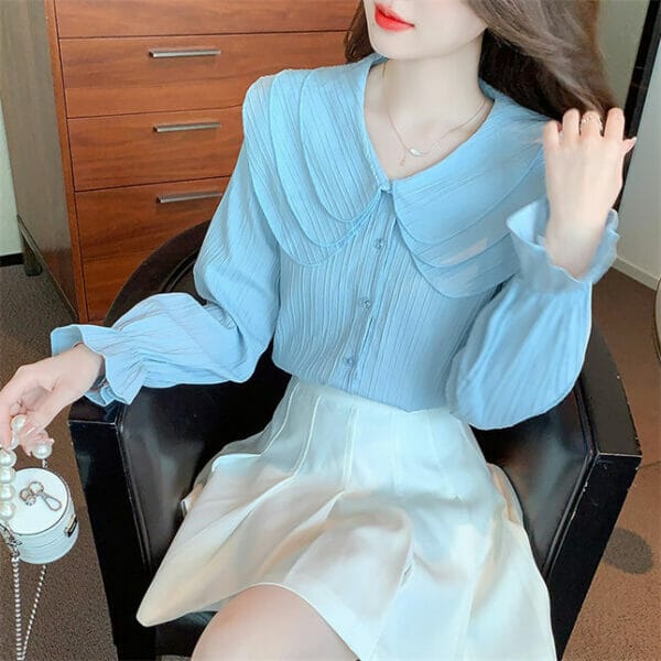 Pretty Layered Doll Collar Puff Sleeve Blouse 4