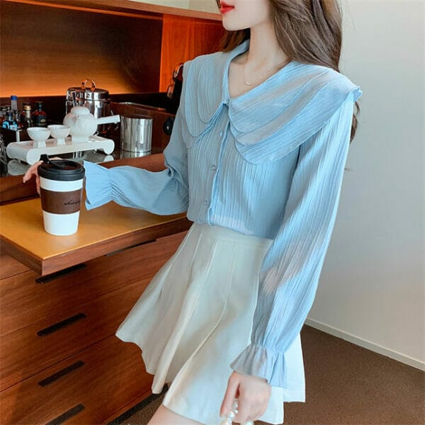 Pretty Layered Doll Collar Puff Sleeve Blouse 3