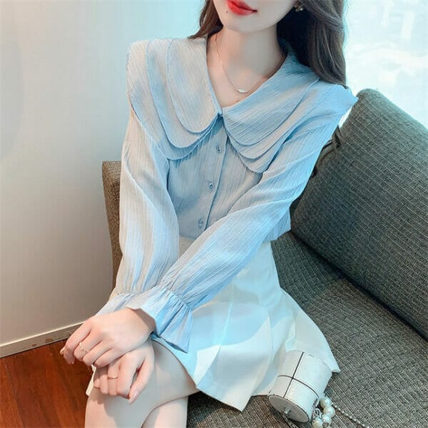 Pretty Layered Doll Collar Puff Sleeve Blouse 2