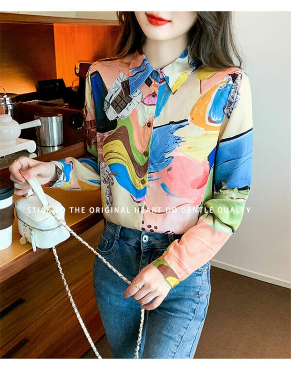 Pretty Scrawls Printings Long Sleeve Blouse 3