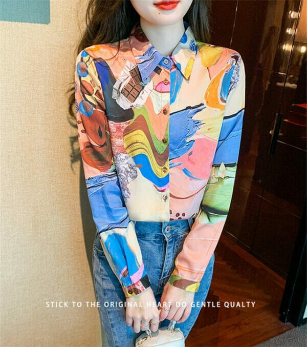 Pretty Scrawls Printings Long Sleeve Blouse 2