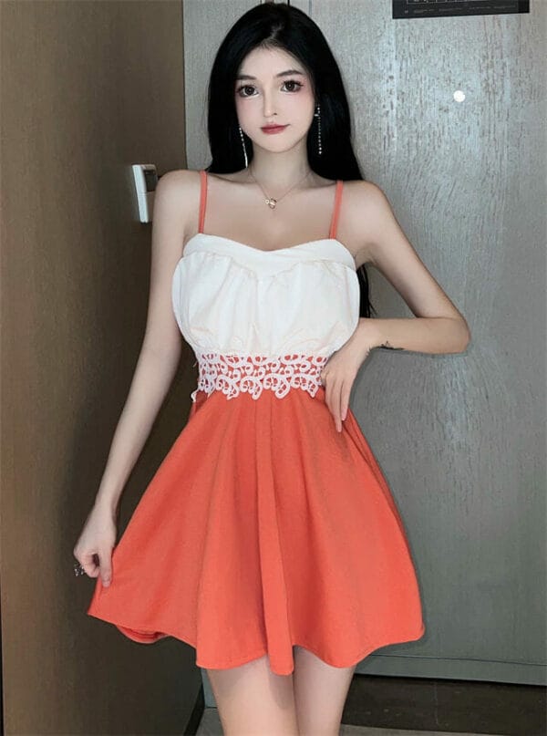 Pretty Sexy 3 Colors Lace Splicing Flouncing Straps Dress 1