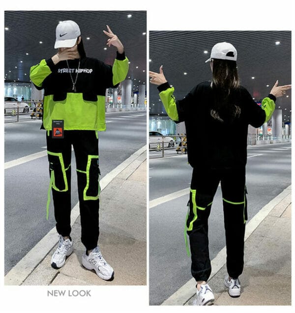 Punk Fashion Color Block Batwing Loosen Casual Suits 5