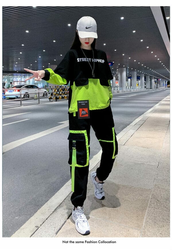 Punk Fashion Color Block Batwing Loosen Casual Suits 3