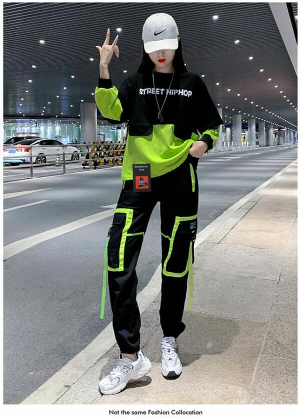 Punk Fashion Color Block Batwing Loosen Casual Suits 2