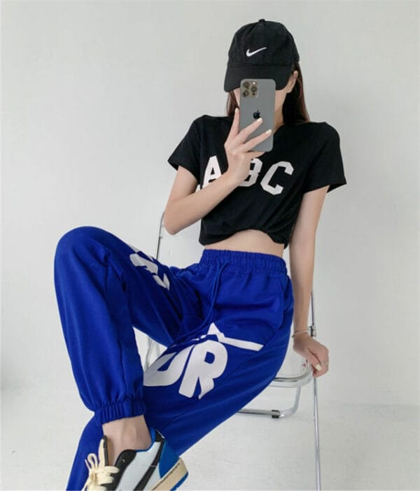 Punk Fashion Loosen T-shirt with Elastic Waist Harem Pants 4