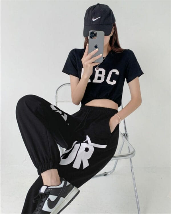 Punk Fashion Loosen T-shirt with Elastic Waist Harem Pants 2