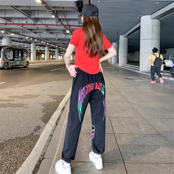 Punk Style Letters Printings T-shirt with Harem Pants 2