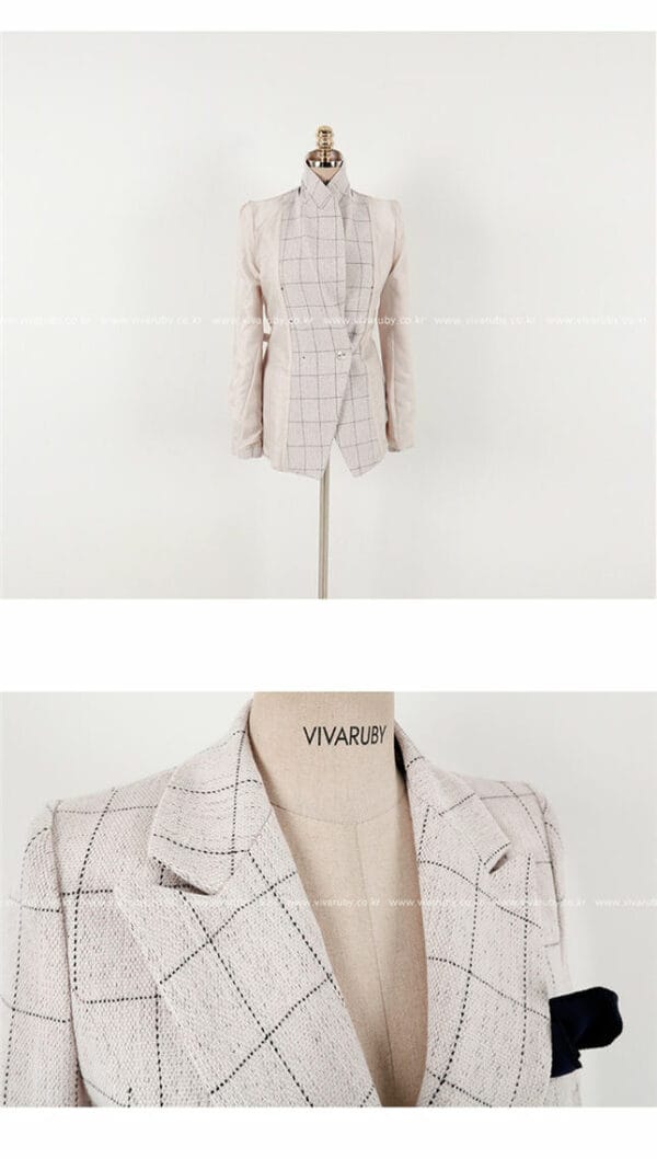 Quality Fashion Double-breasted Tailored Collar Plaids Long Suits 5