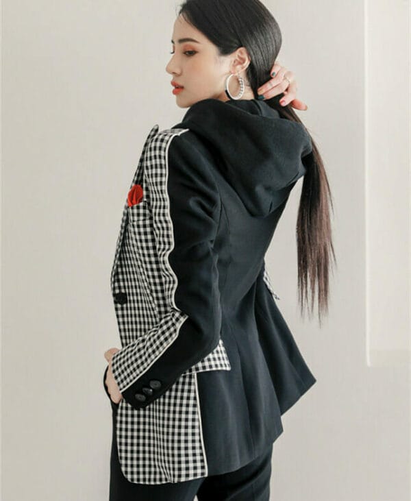 Quality Fashion Houndstooth Jackey with Slim Long Pants 5