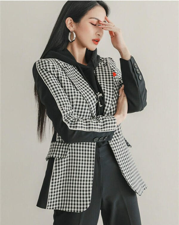 Quality Fashion Houndstooth Jackey with Slim Long Pants 4