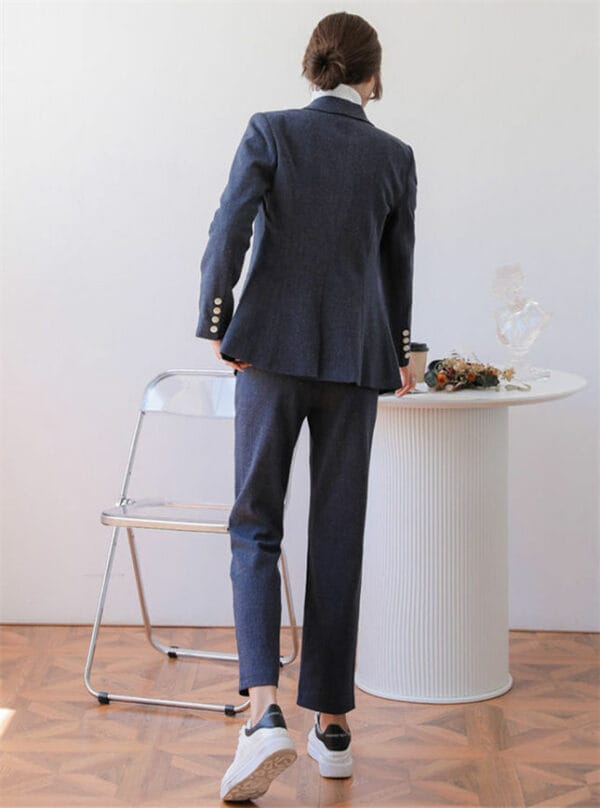 Quality Fashion Shawl Collar Woolen Jacket with Long Pants 5