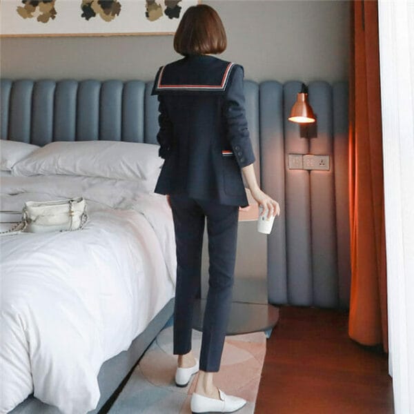 Quality Fashion Stripes Tailored Collar Thick Long Suits 5