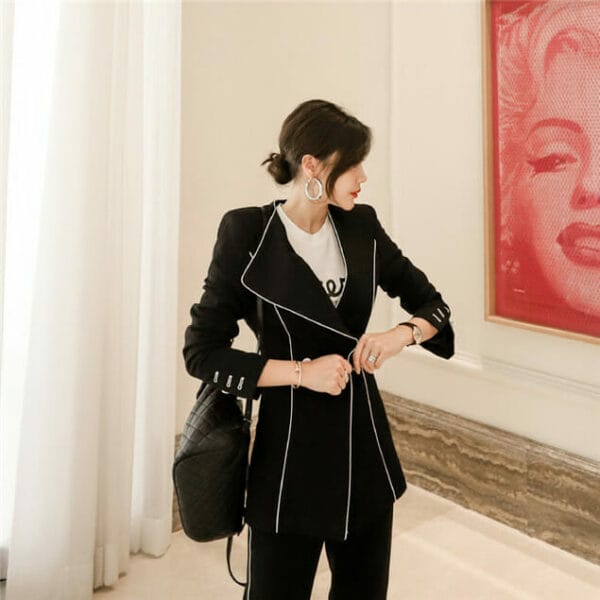 Quality New Turn-down Collar Tie Waist Long Suits 3