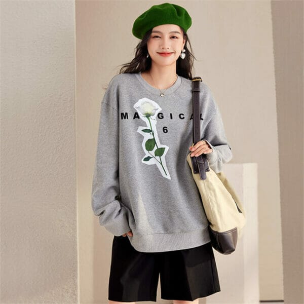 Retro Autumn Fashion Flower Printings Loosen Cotton Tops 3