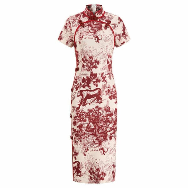 Retro Charming Flowers Bodycon Cheongsam Dress 5