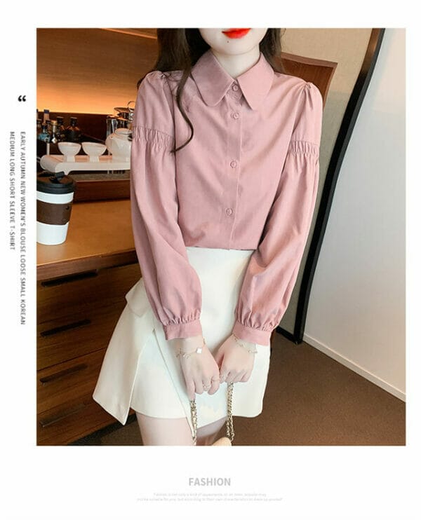 Retro Doll Collar Loosen Puff Sleeve Blouse 5