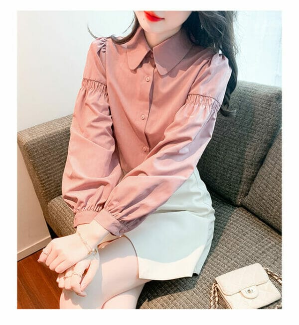 Retro Doll Collar Loosen Puff Sleeve Blouse 4