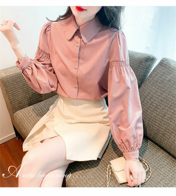 Retro Doll Collar Loosen Puff Sleeve Blouse 3