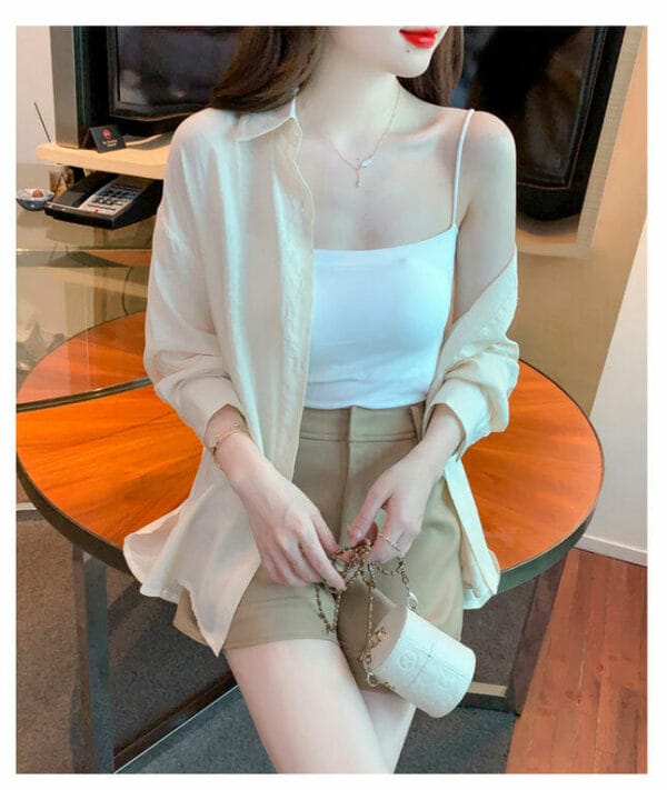 Retro Fashion Shirt Collar Loosen Puff Sleeve Blouse 5