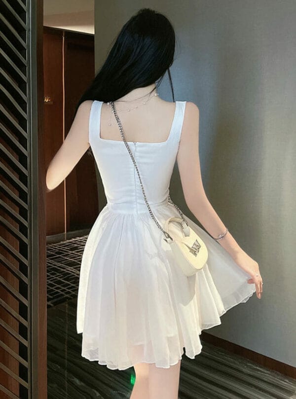 Retro Sexy 2 Colors Pleated Fluffy Slim Straps Dress 6