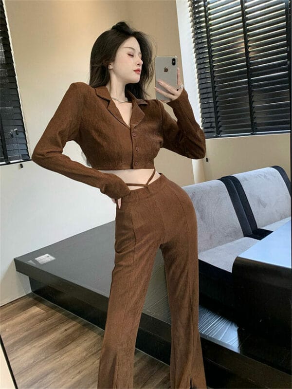 Retro Street Fashion Tailored Collar High Waist Slim Long Suits 2