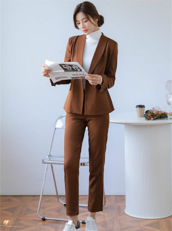 Retro Tailored Collar One Button Slim Long Suits 2