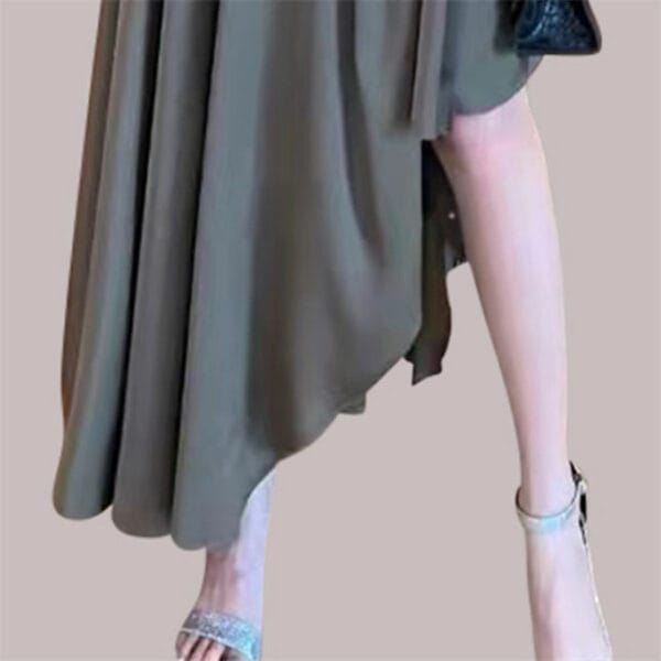 Round Neck Batwing Blouse with Flouncing Long Skirt 5