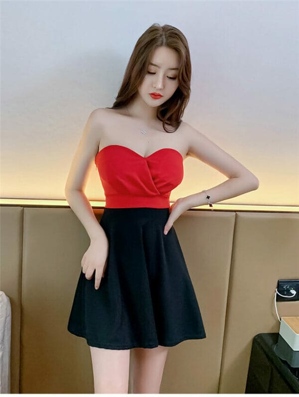 Sexy 2 Colors Strapless Short A-line Dress 2