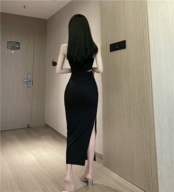 Sexy Boat Neck Hollow Out Straps Dress 4