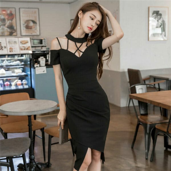 Sexy Bust Hollow Out Short Sleeve Dress 2