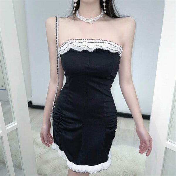 Sexy Charming Pleated Flouncing Strapless Skinny Dress 4