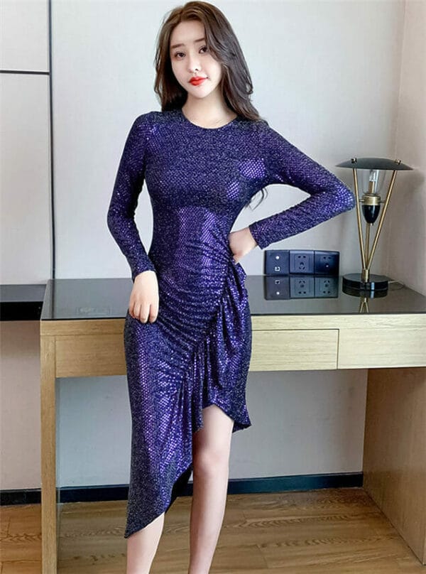 Sexy Fashion 2 Colors Flouncing Fishtail Shining Dress 1