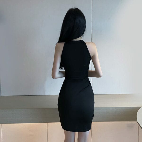 Sexy Fashion Beads Stand Collar Slim Cheongsam Dress 4