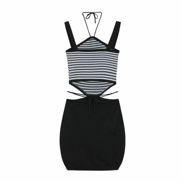 Sexy Fashion Hollow Out Stripes Splicing Straps Dress 7