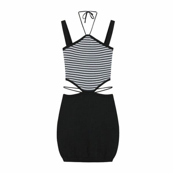 Sexy Fashion Hollow Out Stripes Splicing Straps Dress 6