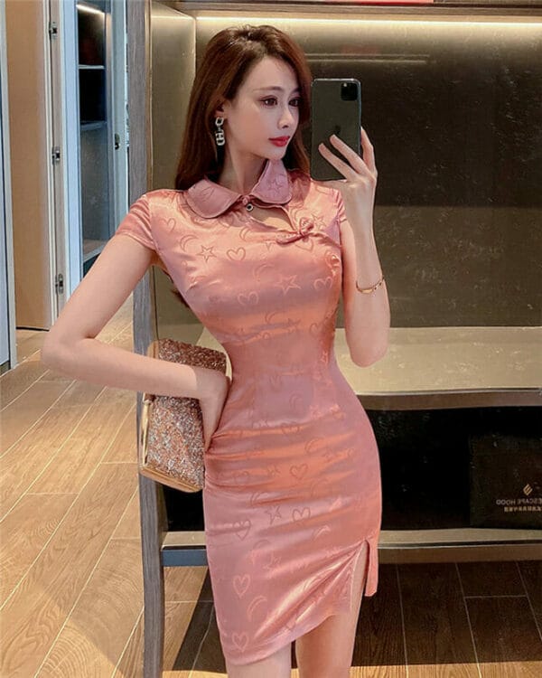 Sexy Hearts Stars Doll Collar Slim Dress 4