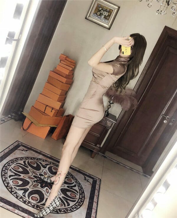 Sexy Hollow Out Low Bust Skinny Dress 5