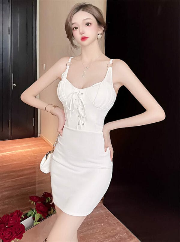 Sexy Korea 4 Colors Tie Waist Straps Skinny Dress 2