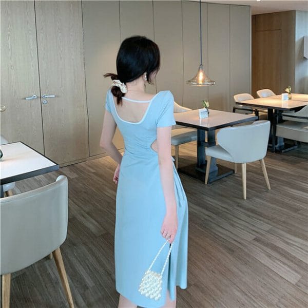 Sexy Lady 2 Colors Waist Hollow Out Slim Long Dress 5