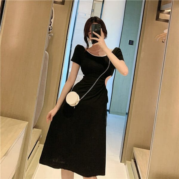 Sexy Lady 2 Colors Waist Hollow Out Slim Long Dress 4