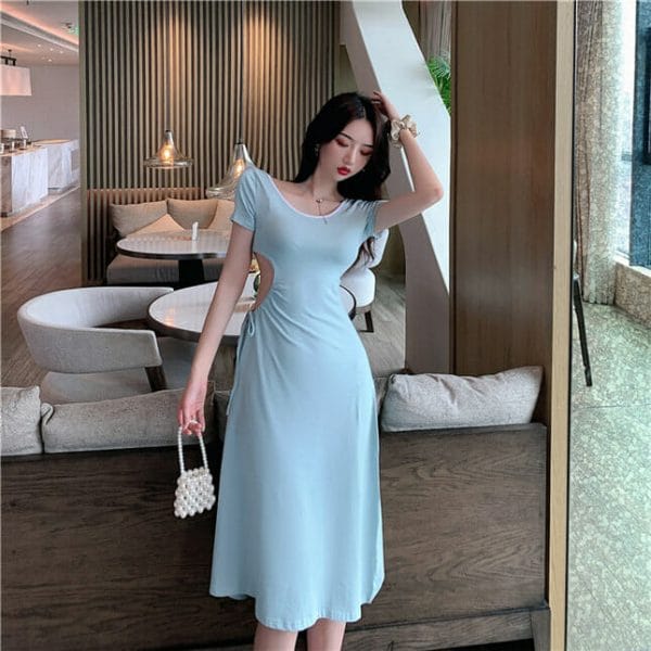Sexy Lady 2 Colors Waist Hollow Out Slim Long Dress 2