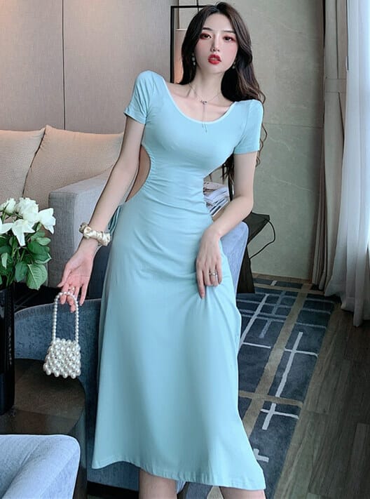 Sexy Lady 2 Colors Waist Hollow Out Slim Long Dress 1