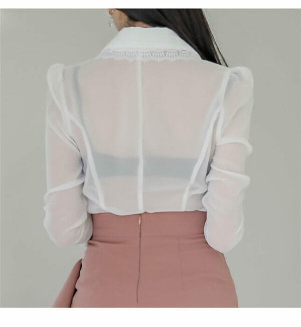 Sexy Lady Transparent Blouse with Rivets Fishtail Skirt 5