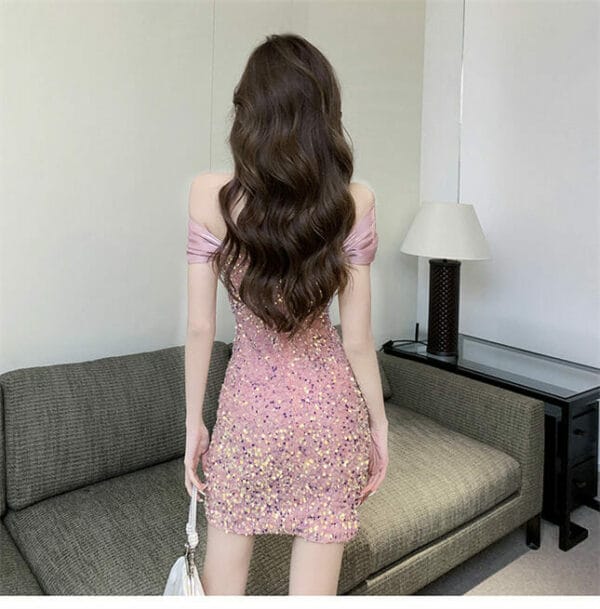 Sexy Summer Bowknot Sequins Straps Bodycon Dress 5