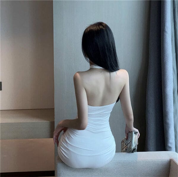 Sexy Women Bust Hollow Out Backless Halter Club Dress 5