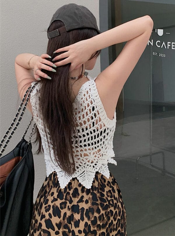 Sexy Woven Camisole with Wide-leg Leopard Casual Pants 5