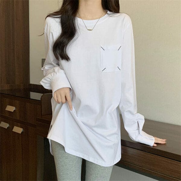 Simple Fashion 3 Colors Pockets Puff Sleeve Loosen T-shirts 3