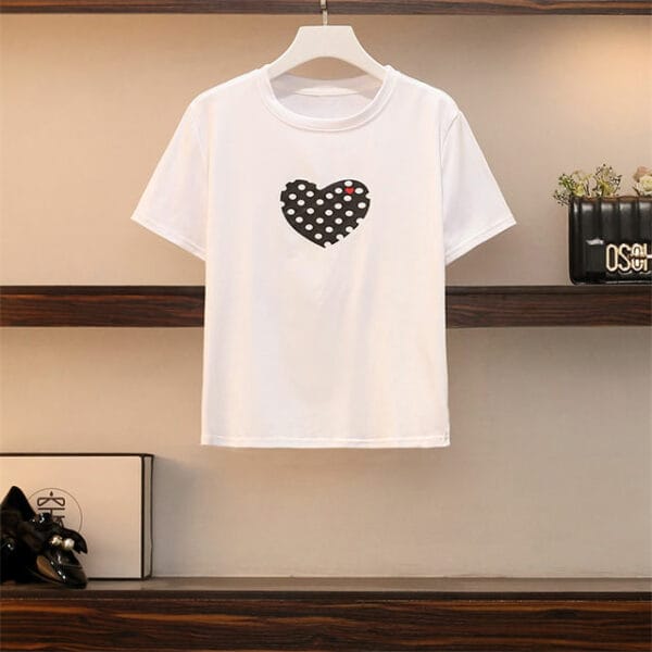 Simple Plus Fashion Heart T-shirt Fishtail Dots A-line Skirt 4